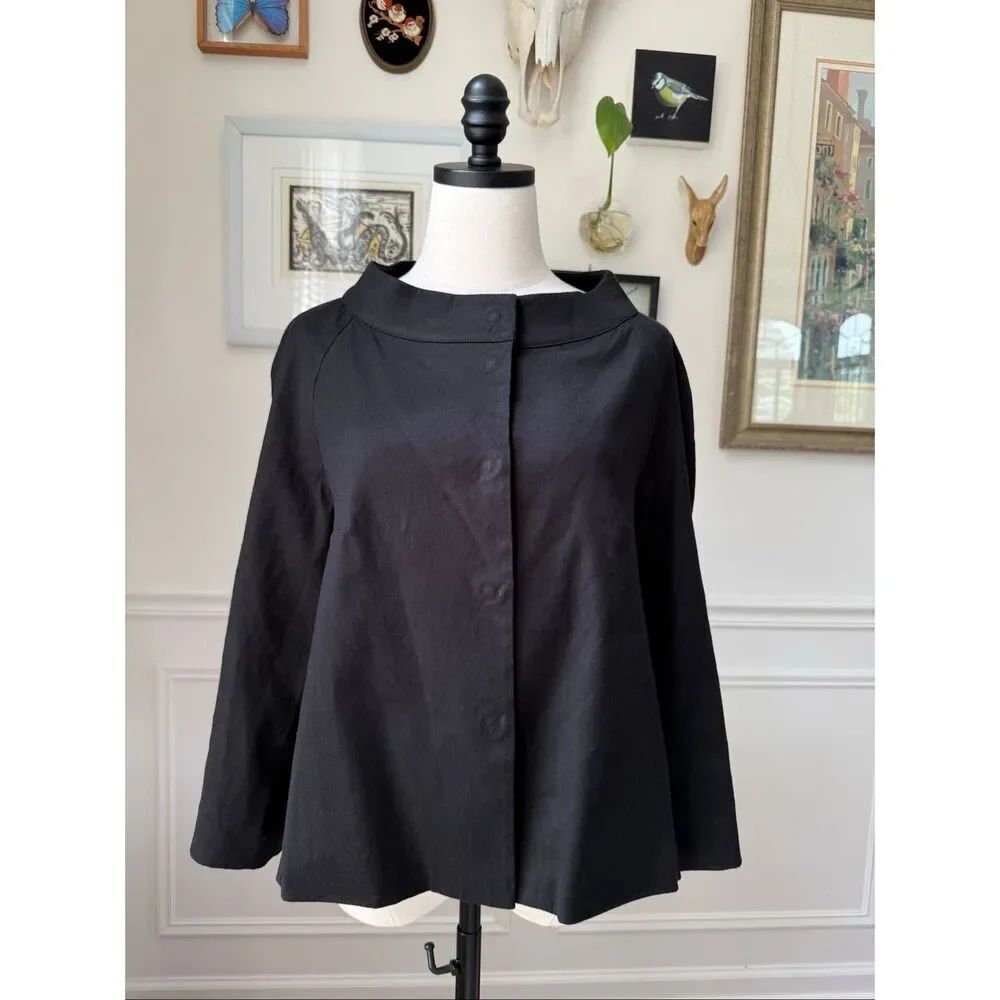 Jarbo Linen Blend Snap Front Bateau Boatneck Cowl Shirt Jacket 34 S M